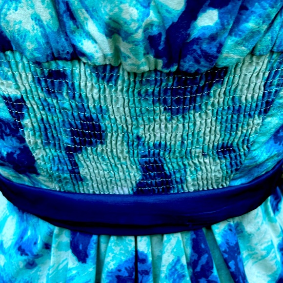 FLOREAT BY ANTROPOLOGIE  BLUE FLORAL / YELLOW SEQUINS SUMMER DRESS - 4P 💙🌸👗 - Picture 10 of 14